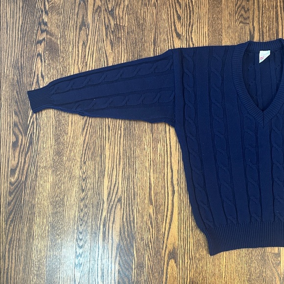 Vintage 90s Wool Blend Cable Knit V-Neck Sweater - Picture 6 of 10